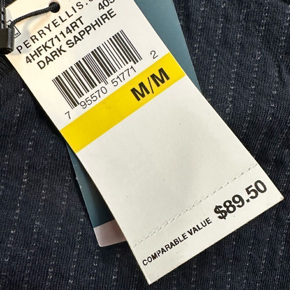 NWT Perry Ellis Men’s Blue Micro Stripe Long Sleeve Sweater Sweatshirt - Medium - Picture 6 of 8